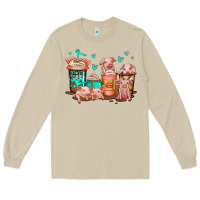 Mushroom cute pigs coffee Long Sleeve Tee - Jasminsmagicworld
