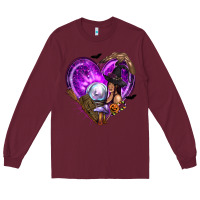 Burgundy Halloween Heart with Witch Long Sleeve Tee - texasbilliewilder