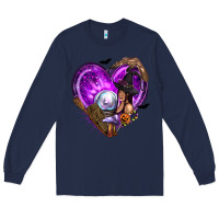 Navy Halloween Heart with Witch Long Sleeve Tee - texasbilliewilder