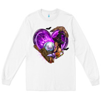 White Halloween Heart with Witch Long Sleeve Tee - texasbilliewilder