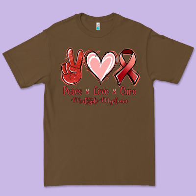 Peace Love Cure Multiple Myeloma Premium Tee Designed By Nancycooperartshop