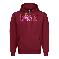 Burgundy Love Coffee Mug Valentines Day Zipper Hoodie - FaDigitalArtStudio
