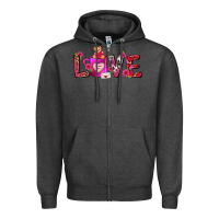 Charcoal Heather Love Coffee Mug Valentines Day Zipper Hoodie - FaDigitalArtStudio