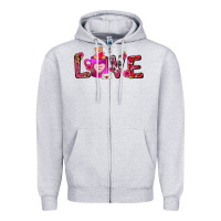 Heather Grey Love Coffee Mug Valentines Day Zipper Hoodie - FaDigitalArtStudio