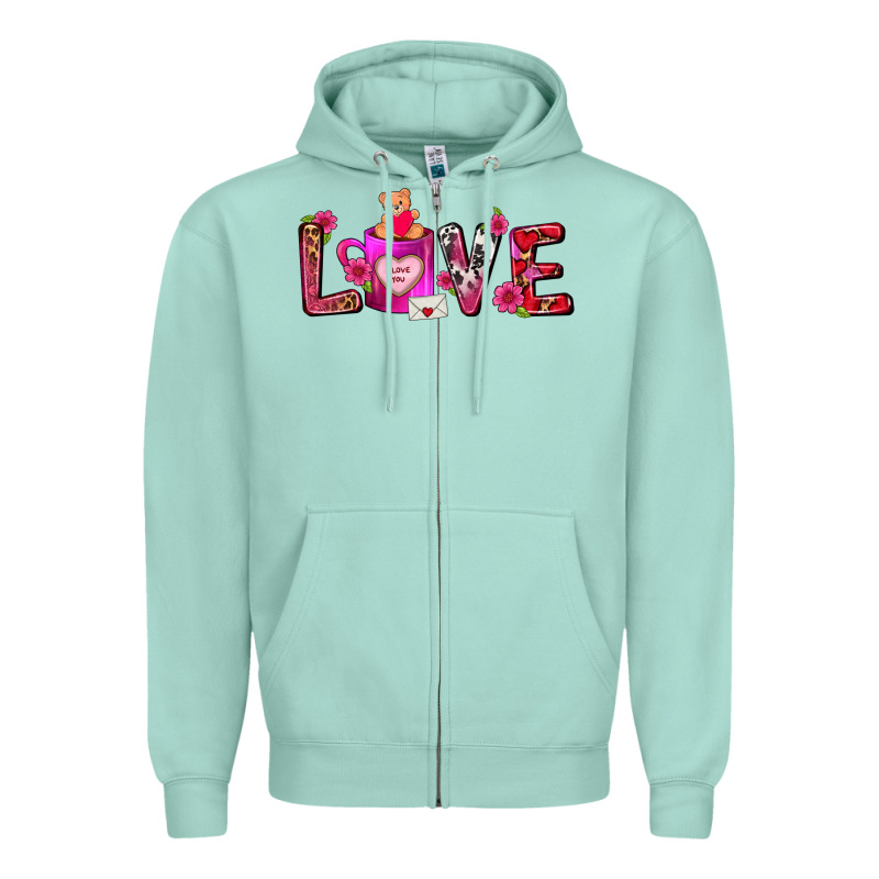Love Coffee Mug Valentines Day Zipper Hoodie by FaDigitalArtStudio | Teevron