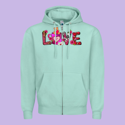 Love Coffee Mug Valentines Day Zipper Hoodie Designed By Fadigitalartstudio