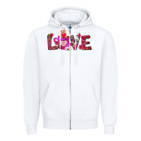White Love Coffee Mug Valentines Day Zipper Hoodie - FaDigitalArtStudio