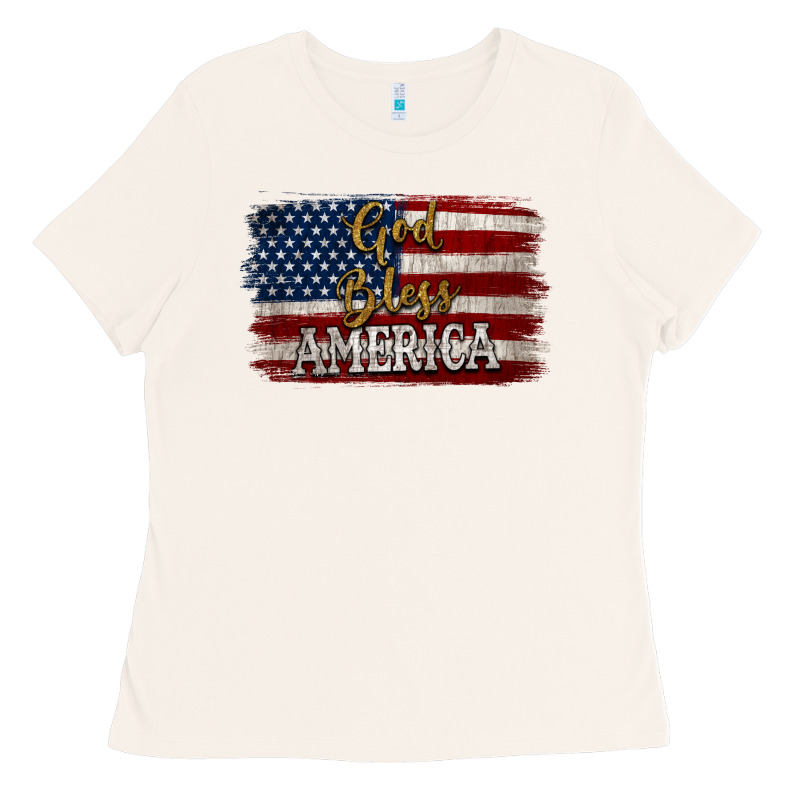 God Bless America Distressed Flag Ladies Tee by Jasminsmagicworld | Teevron