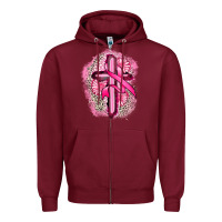 Burgundy breast cancer cross Zipper Hoodie - FaDigitalArtStudio