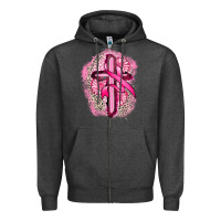 Charcoal Heather breast cancer cross Zipper Hoodie - FaDigitalArtStudio
