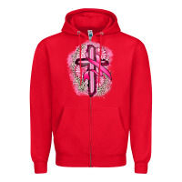 Red breast cancer cross Zipper Hoodie - FaDigitalArtStudio