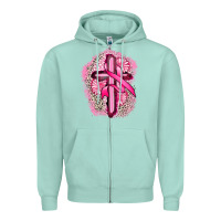 Seafoam breast cancer cross Zipper Hoodie - FaDigitalArtStudio