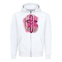 White breast cancer cross Zipper Hoodie - FaDigitalArtStudio
