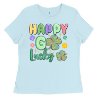 Baby Blue happy go lucky Ladies Tee - MaliasSmallBusiness