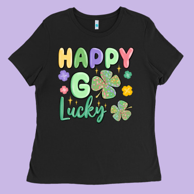 Happy Go Lucky Ladies Tee Designed By Maliassmallbusiness