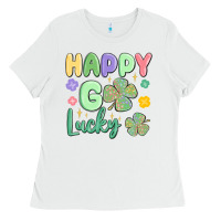 White happy go lucky Ladies Tee - MaliasSmallBusiness