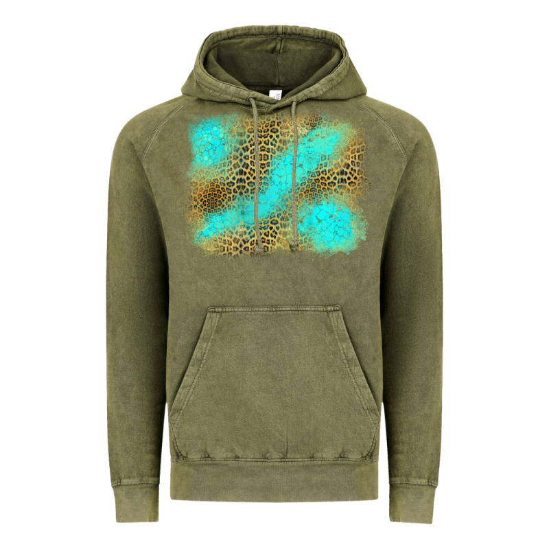 Leopard Turquoise Background Vintage Hoodie by Jasminsmagicworld | Teevron