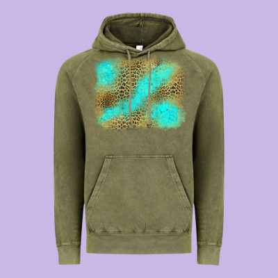 Leopard Turquoise Background Vintage Hoodie Designed By Jasminsmagicworld