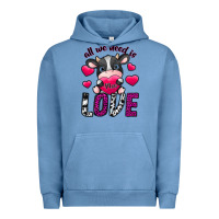Pigment Pebble Blue All We Need İs Moo Love Urban Hoodie - SublimationCraftShop