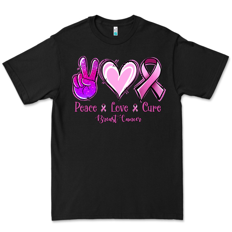 Peace Love Cure Breast Cancer Premium Tee by NancyCooperArtShop | Teevron