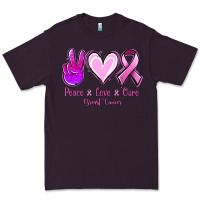 Plum Peace love cure Breast Cancer Premium Tee - NancyCooperArtShop