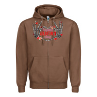 Chestnut Happy Valentine's Day skeleton hands Zipper Hoodie - FaDigitalArtStudio