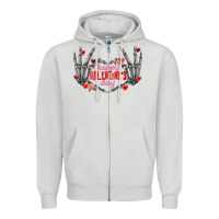 Dove Grey Happy Valentine's Day skeleton hands Zipper Hoodie - FaDigitalArtStudio