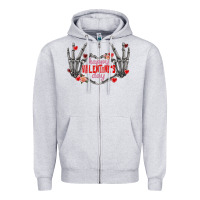 Heather Grey Happy Valentine's Day skeleton hands Zipper Hoodie - FaDigitalArtStudio