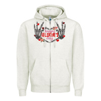 Oatmeal Heather Happy Valentine's Day skeleton hands Zipper Hoodie - FaDigitalArtStudio