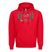 Happy Valentine's Day Skeleton Hands Zipper Hoodie | Teevron