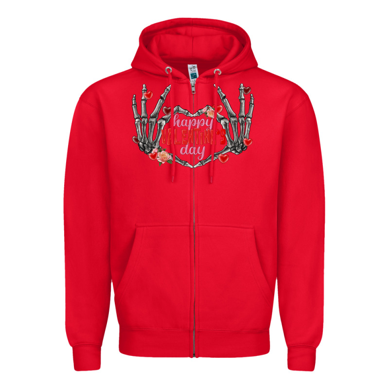 Happy Valentine's Day Skeleton Hands Zipper Hoodie by FaDigitalArtStudio | Teevron