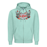 Seafoam Happy Valentine's Day skeleton hands Zipper Hoodie - FaDigitalArtStudio