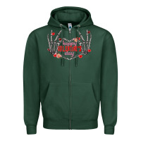 Sports Green Happy Valentine's Day skeleton hands Zipper Hoodie - FaDigitalArtStudio