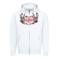 White Happy Valentine's Day skeleton hands Zipper Hoodie - FaDigitalArtStudio