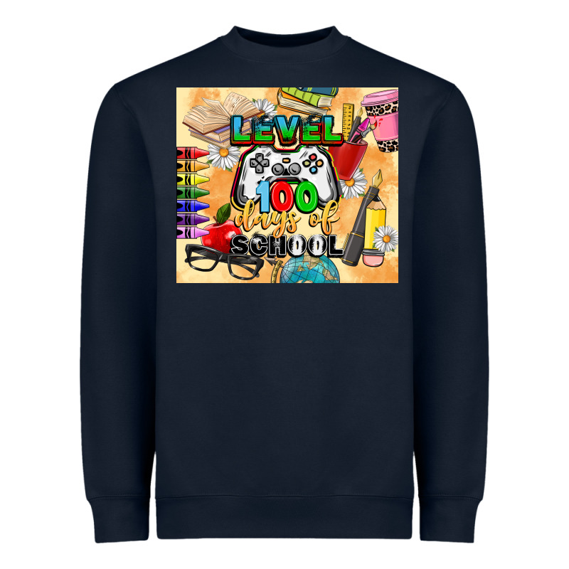 Level 100 Days Of School Heavyweight Sweatshirt by CowGirlArtShop | Teevron