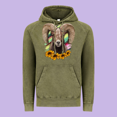 Bighorn Sheep Vintage Hoodie Designed By Ranaportraitstore