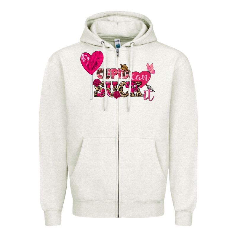 Cupid Can Suck It Valentine's Day Zipper Hoodie by FaDigitalArtStudio | Teevron