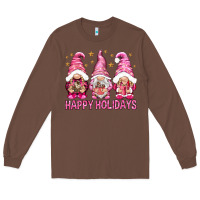 Chestnut Happy holidays with gnomes Long Sleeve Tee - NancyCooperArtShop