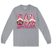 Heather Grey Happy holidays with gnomes Long Sleeve Tee - NancyCooperArtShop