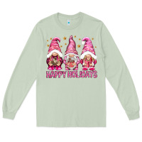 Matcha Happy holidays with gnomes Long Sleeve Tee - NancyCooperArtShop
