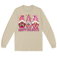 Mushroom Happy holidays with gnomes Long Sleeve Tee - NancyCooperArtShop