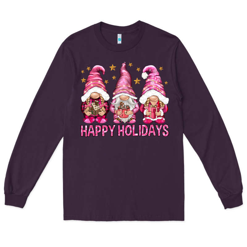 Happy Holidays With Gnomes Long Sleeve Tee by NancyCooperArtShop | Teevron