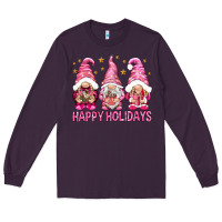 Plum Happy holidays with gnomes Long Sleeve Tee - NancyCooperArtShop