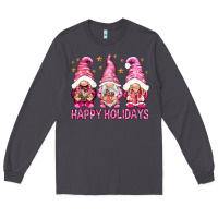 Smoke Happy holidays with gnomes Long Sleeve Tee - NancyCooperArtShop