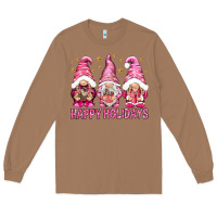 Toasted Coconut Happy holidays with gnomes Long Sleeve Tee - NancyCooperArtShop