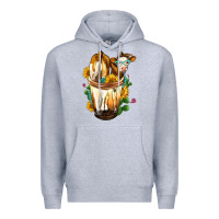 Heather Grey Simmental Cow Bobba Cup Premium Hoodie - FaDigitalArtStudio