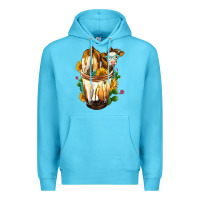 Ocean Blue Simmental Cow Bobba Cup Premium Hoodie - FaDigitalArtStudio