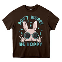 Chocolate Brown don't worry be hoppy Heavy Core Tee - MaliasSmallBusiness