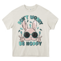 Cream don't worry be hoppy Heavy Core Tee - MaliasSmallBusiness