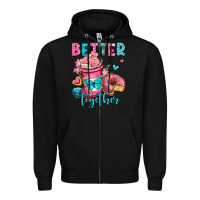 Black better together donut and coffee valentines day Zipper Hoodie - OliviaCreatesArt